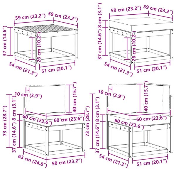 Комплект дивани с възглавница 9 pcs Естествено и светло сиво