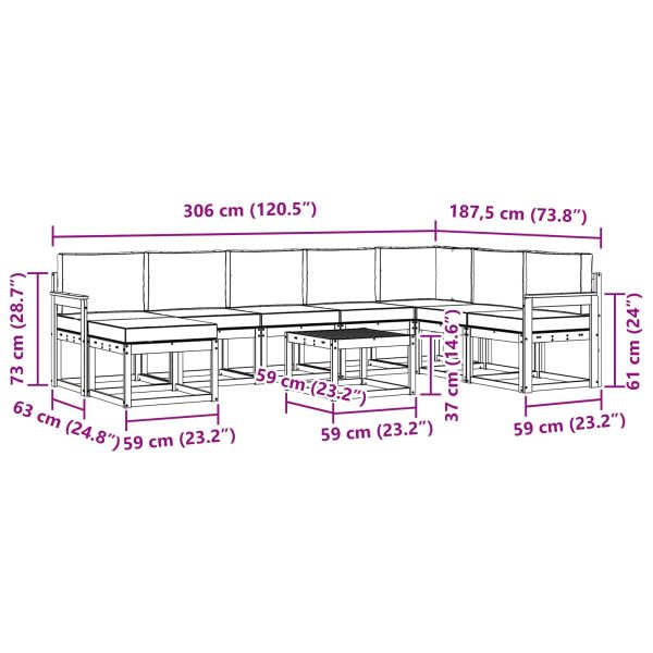 Комплект дивани с възглавница 9 pcs Натурален и Бежов