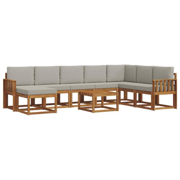 Комплект дивани с възглавница 9 pcs Естествено и светло сиво