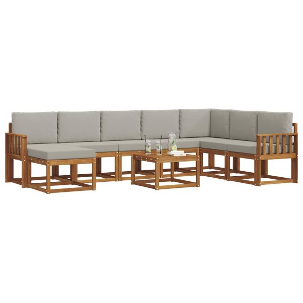 Комплект дивани с възглавница 9 pcs Естествено и светло сиво