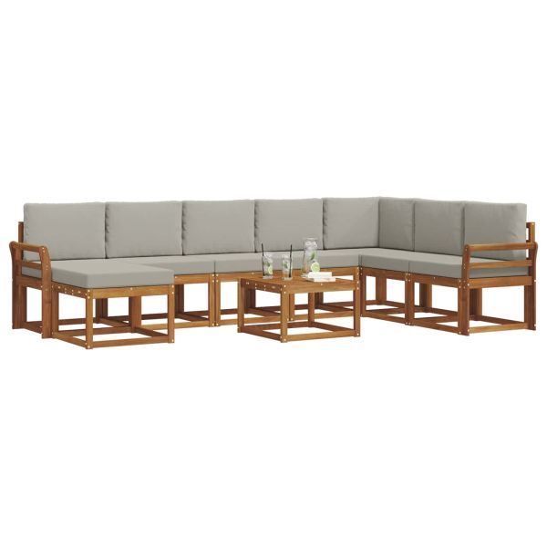 Комплект дивани с възглавница 9 pcs Естествено и светло сиво