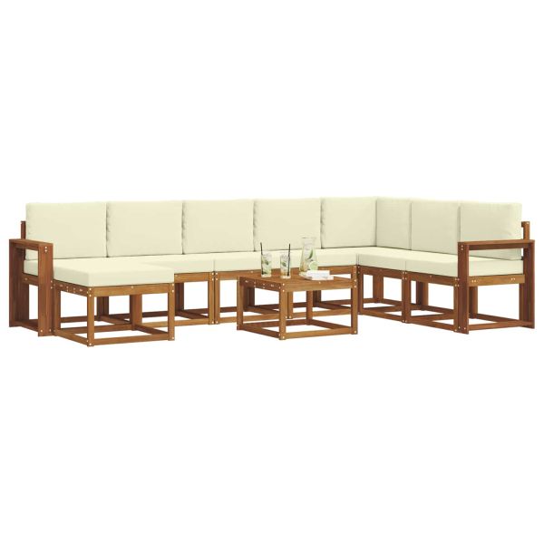 Комплект дивани с възглавница 9 pcs Натурален и Крема