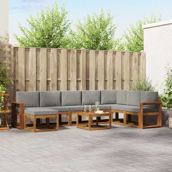 Комплект дивани с възглавница 9 pcs Естествено и светло сиво