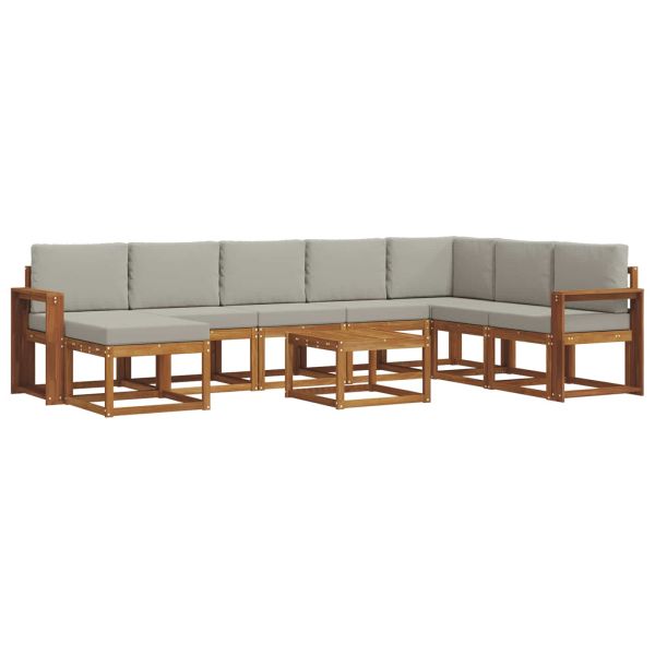 Комплект дивани с възглавница 9 pcs Естествено и светло сиво