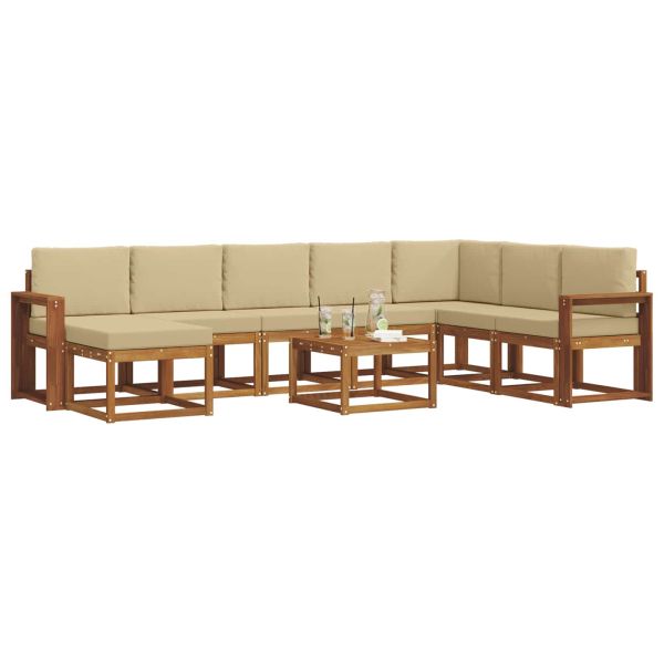 Комплект дивани с възглавница 9 pcs Натурален и Бежов