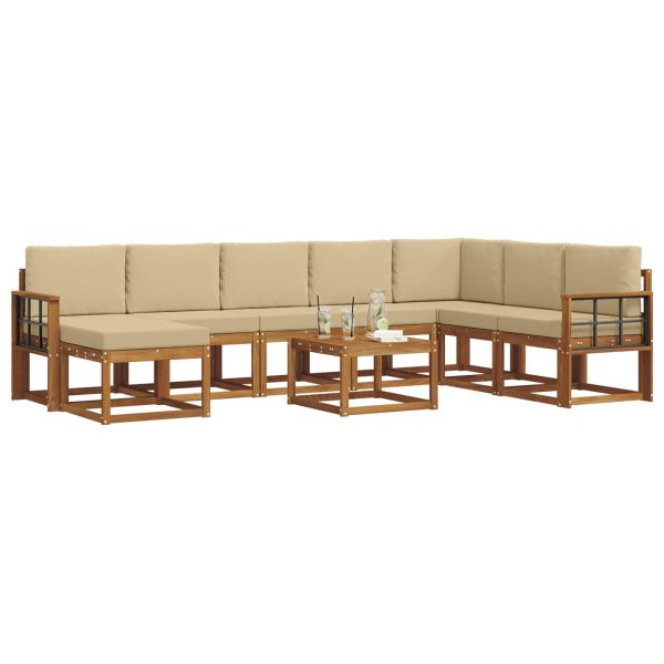 Комплект дивани с възглавница 9 pcs Натурален и Бежов