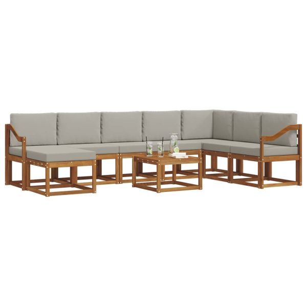 Комплект дивани за открито 9 pcs Естествено и светло сиво