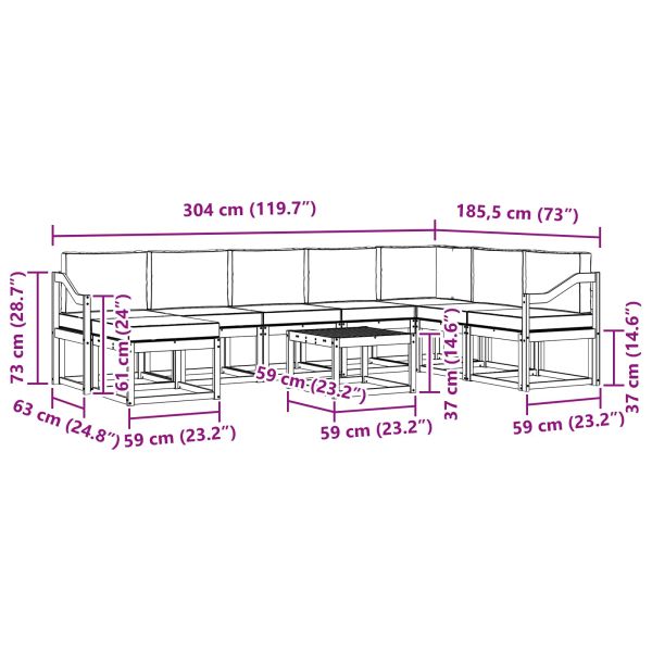 Комплект дивани за открито 9 pcs Естествено и светло сиво
