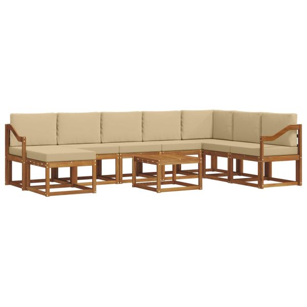 Комплект дивани за открито 9 pcs Натурален и Бежов
