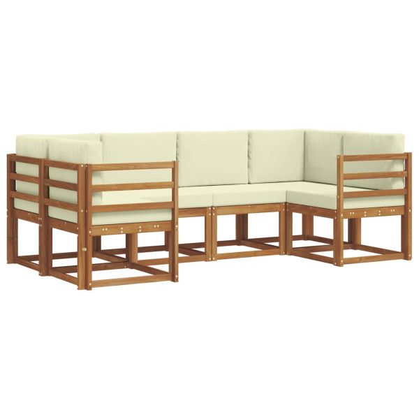 Комплект дивани за открито 6 pcs Натурален и Крема