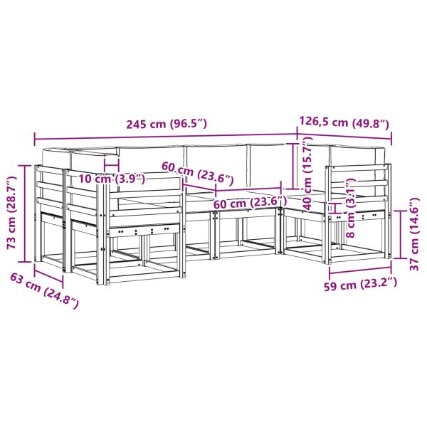 Комплект дивани за открито 6 pcs Естествено и светло сиво
