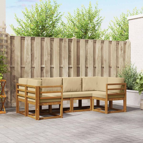 Комплект дивани за открито 6 pcs Натурален и Бежов