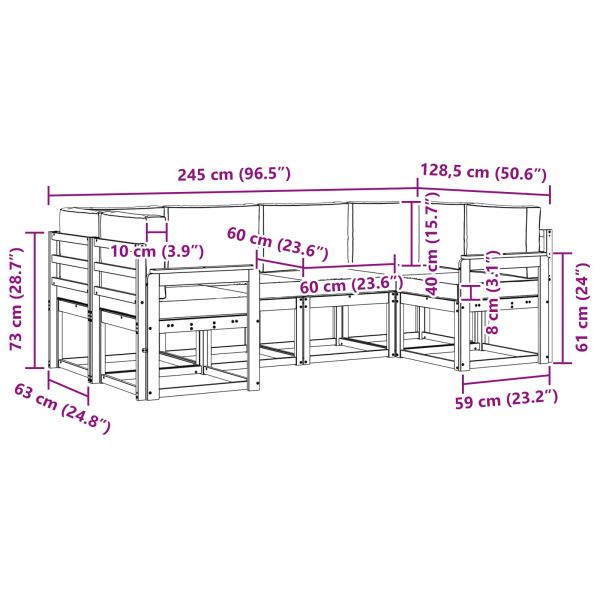 Комплект дивани за открито 6 pcs Натурален и Антрацит