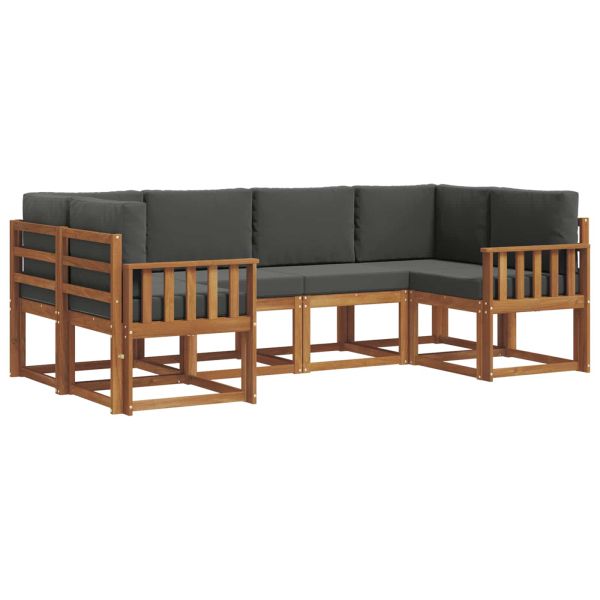 Комплект дивани с възглавница 6 pcs Натурален и Антрацит