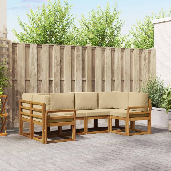 Комплект дивани с възглавница 6 pcs Натурален и Бежов