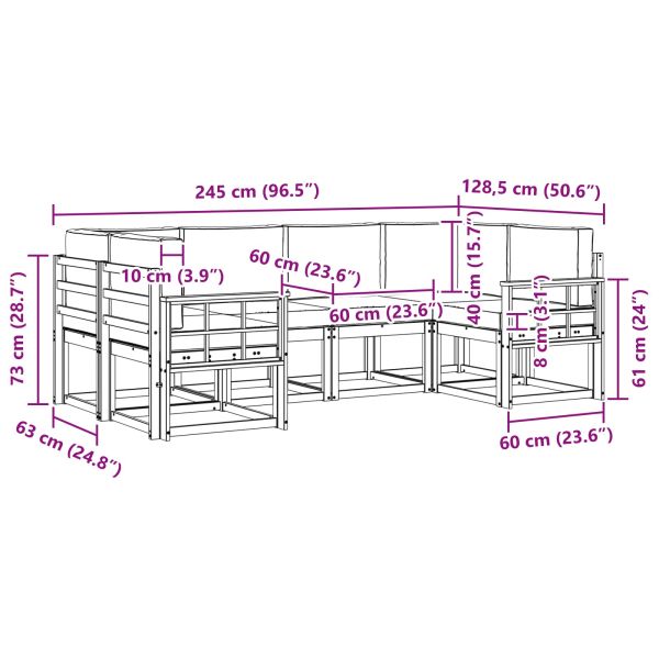 Комплект дивани с възглавница 6 pcs Натурален и Крема