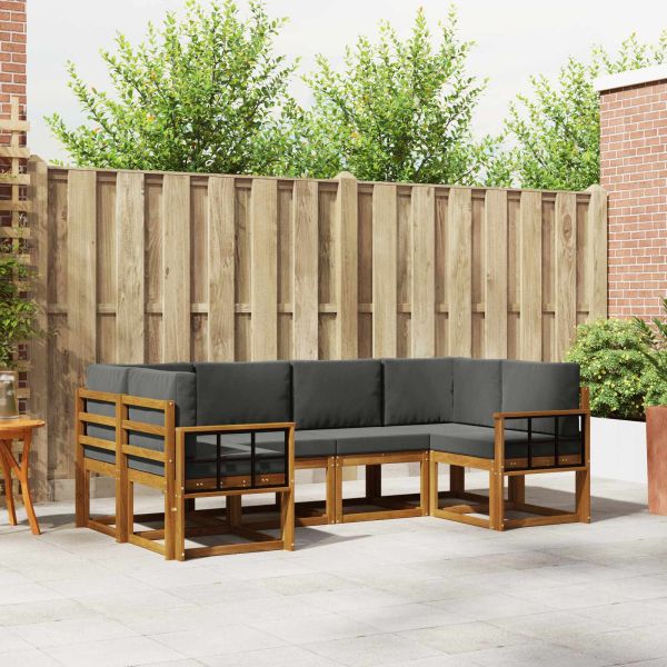 Комплект дивани за открито 6 pcs Натурален и Антрацит