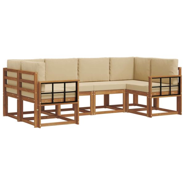 Комплект дивани с възглавница 6 pcs Натурален и Бежов