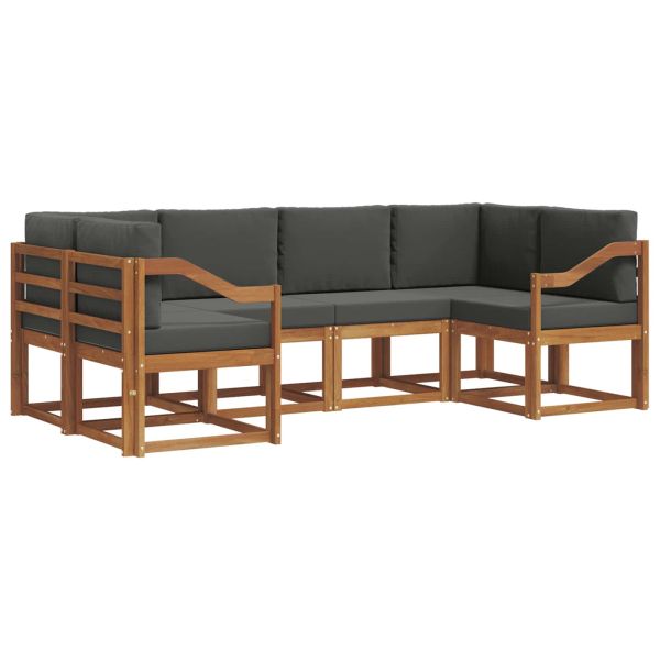 Комплект дивани за открито 6 pcs Натурален и Антрацит