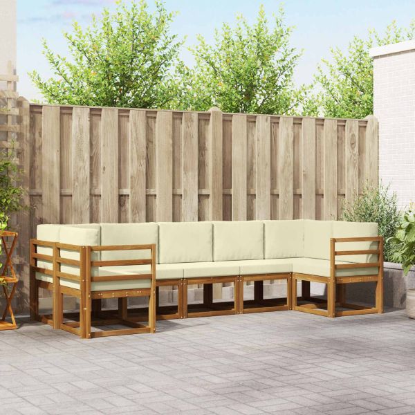 Комплект дивани с възглавница 7 pcs Натурален и Крема