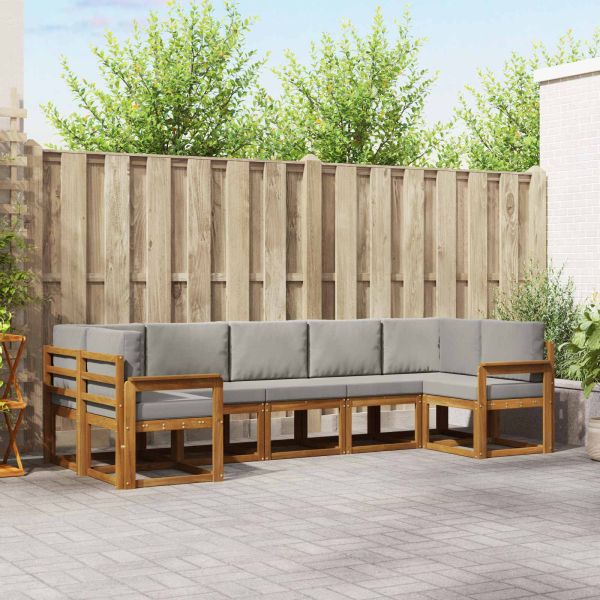 Комплект дивани с възглавница 7 pcs Естествено и светло сиво