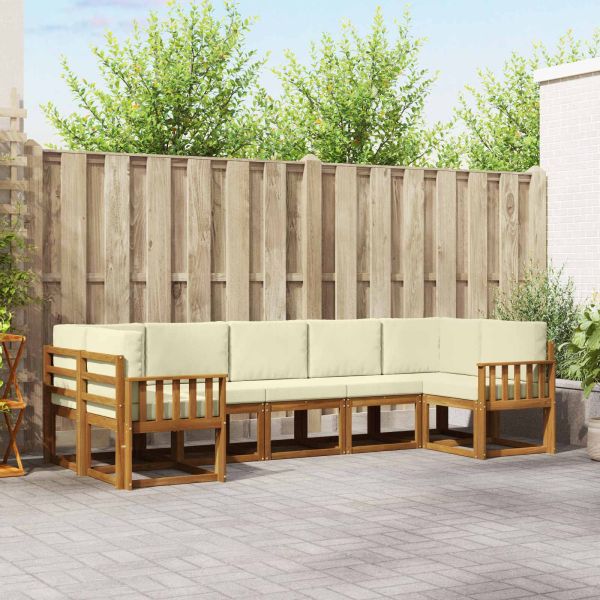 Комплект дивани с възглавница 7 pcs Натурален и Крема