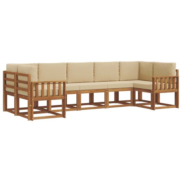 Комплект дивани с възглавница 7 pcs Натурален и Бежов