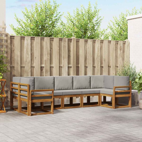 Комплект дивани с възглавница 7 pcs Естествено и светло сиво