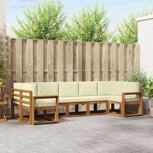 Комплект дивани с възглавница 7 pcs Натурален и Крема