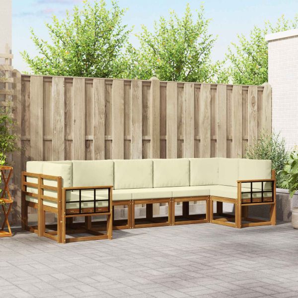 Комплект дивани с възглавница 7 pcs Натурален и Крема