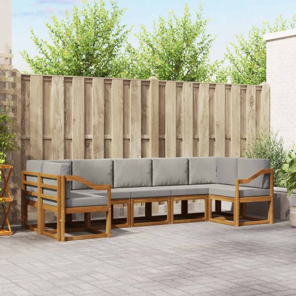 Комплект дивани с възглавница 7 pcs Естествено и светло сиво