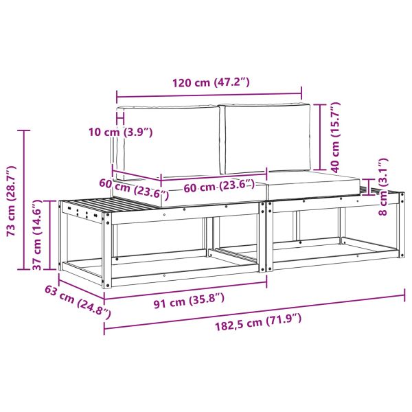 Комплект дивани с възглавница 2 pcs Естествен