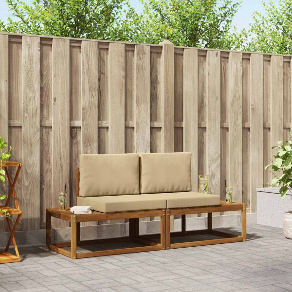 Комплект дивани с възглавница 2 pcs Естествен