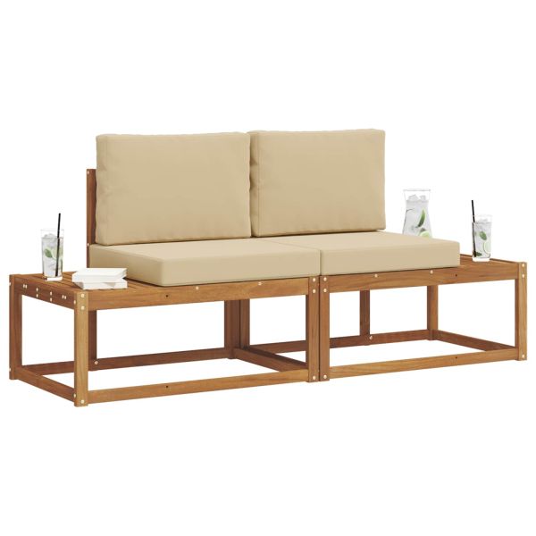 Комплект дивани с възглавница 2 pcs Естествен