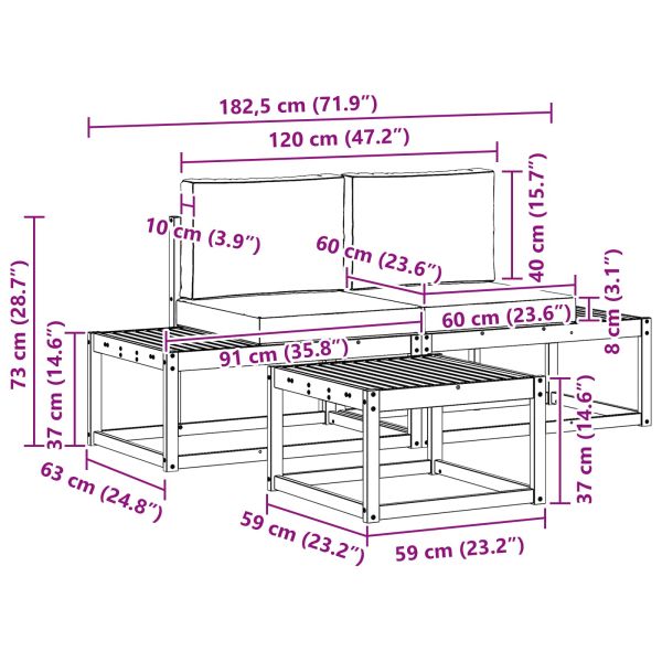 Комплект дивани с възглавница 3 pcs Естествен