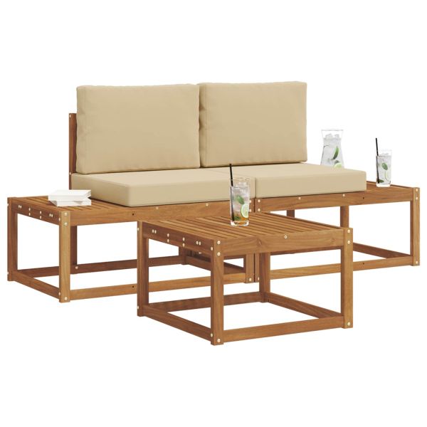 Комплект дивани с възглавница 3 pcs Естествен