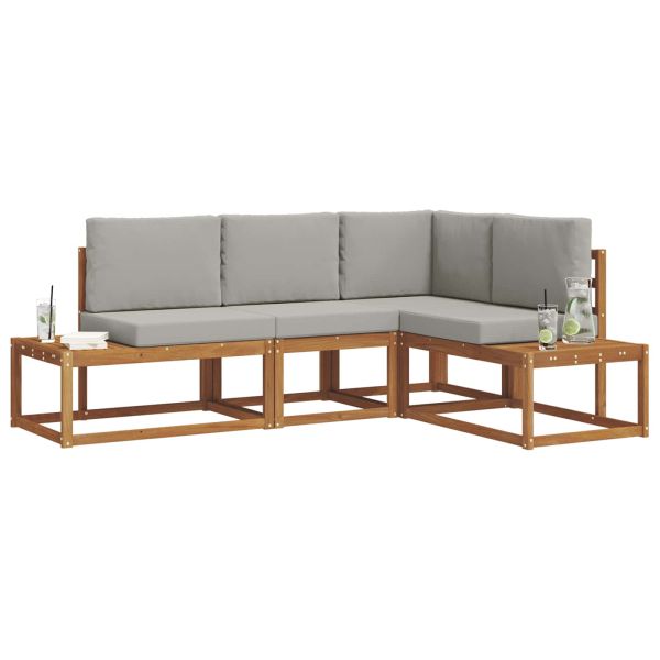 Комплект дивани за открито 4 Брой Естествено и светло сиво