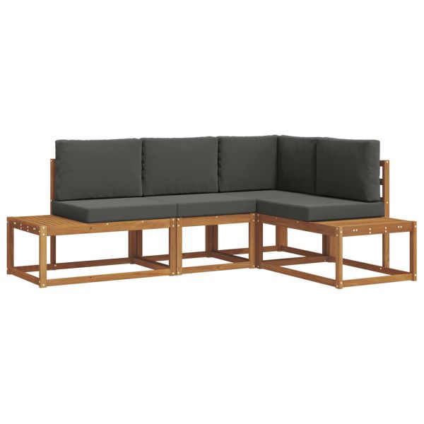 Комплект дивани за открито 4 Брой Натурален и Антрацит