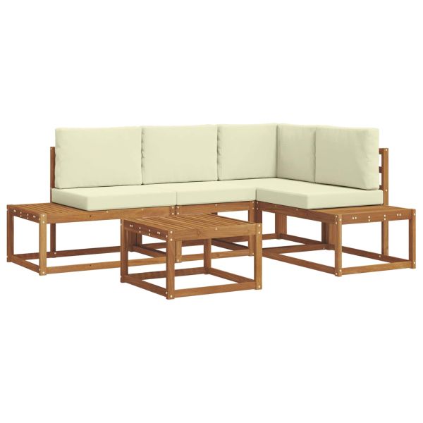 Комплект дивани за открито 5 Брой Натурален и Крема