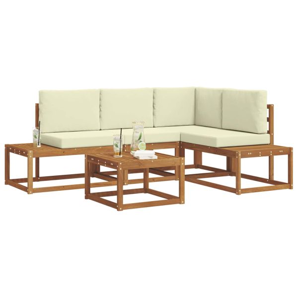 Комплект дивани за открито 5 Брой Натурален и Крема