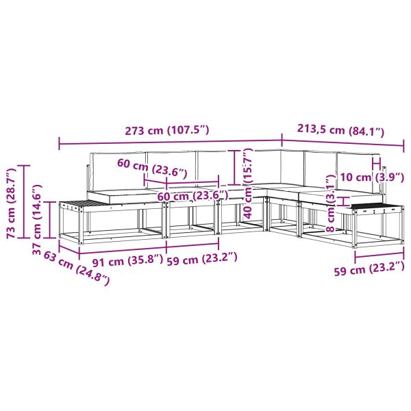 Комплект дивани с възглавница 6 Брой Естествено и светло сиво