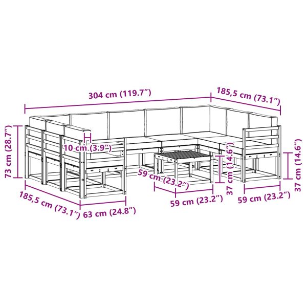Комплект дивани с възглавница 10 pcs Естествено и светло сиво