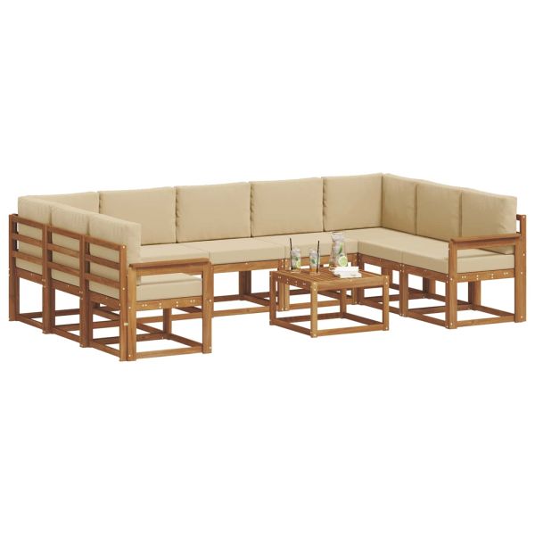 Комплект дивани с възглавница 10 pcs Натурален и Бежов