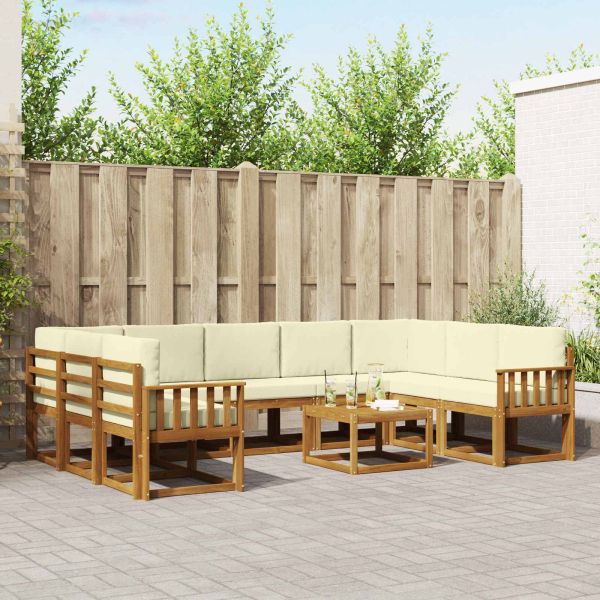 Комплект дивани с възглавница 10 pcs Натурален и Крема