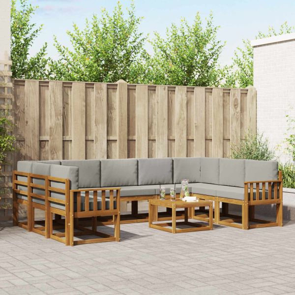 Комплект дивани с възглавница 10 pcs Естествено и светло сиво