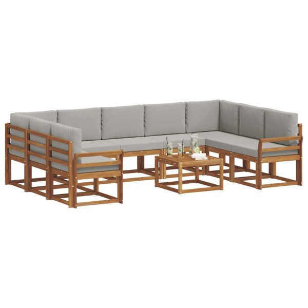 Комплект дивани с възглавница 10 pcs Естествено и светло сиво