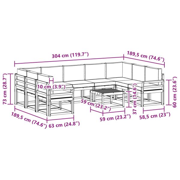 Комплект дивани с възглавница 10 pcs Натурален и Бежов