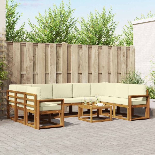 Комплект дивани с възглавница 10 pcs Натурален и Крема