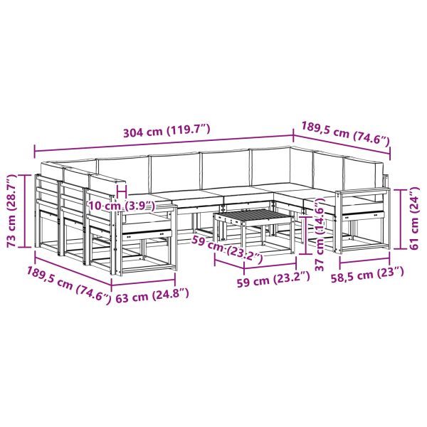 Комплект дивани с възглавница 10 pcs Натурален и Крема