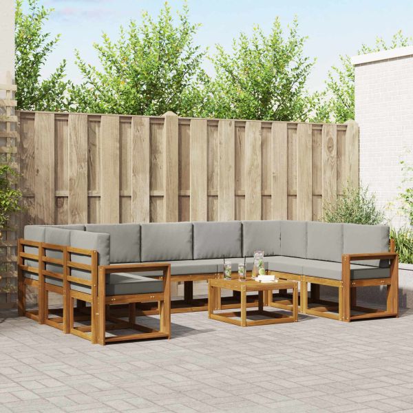 Комплект дивани с възглавница 10 pcs Естествено и светло сиво